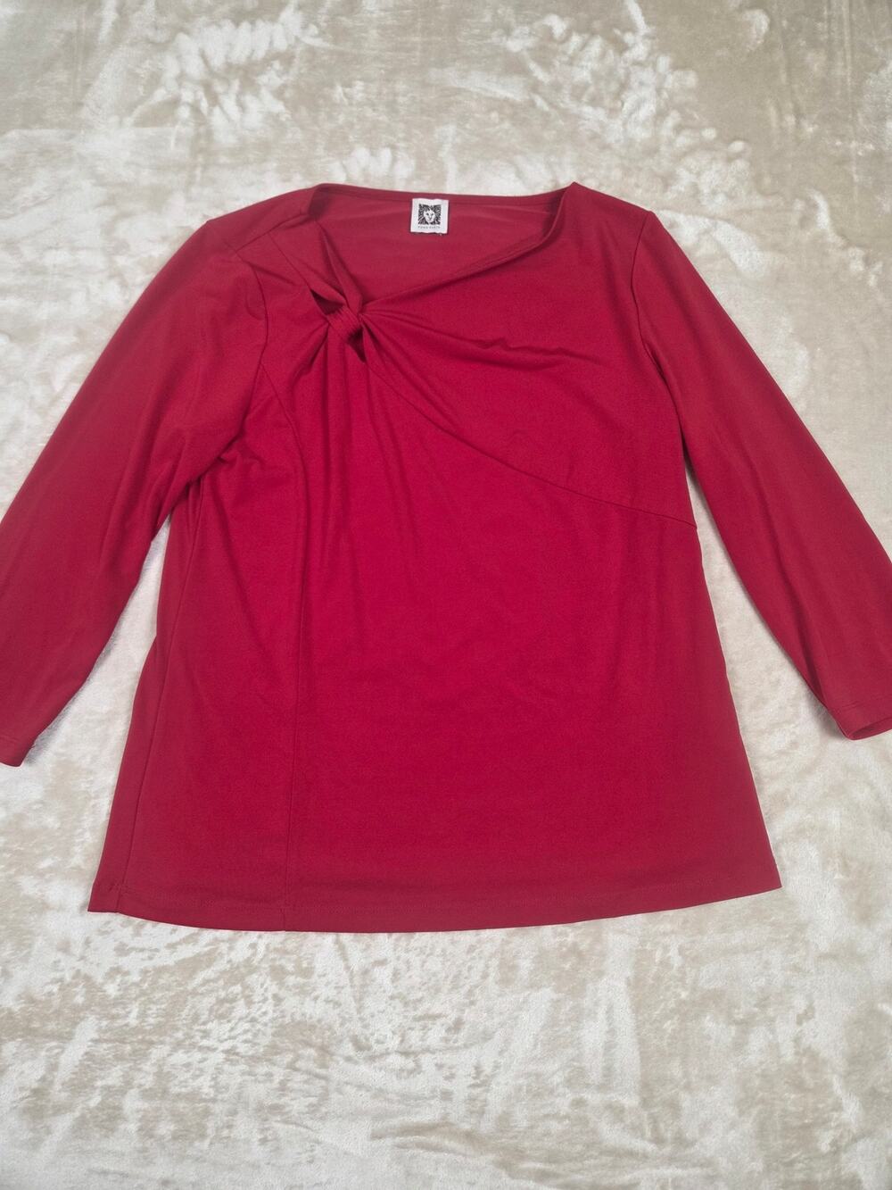 Anne Klein knot-knit 3/4 sleeve blouse